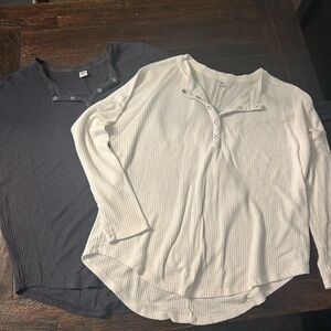 Oversized Waffle Knit Gray and White Set of two